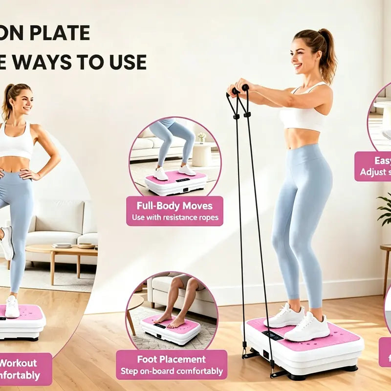 1 Whole Body Vibration Plate for Home Workout — 99 Speeds, Remote Control, LED Display, 2 Resistance Bands, Anti-Slip (400 Lb)