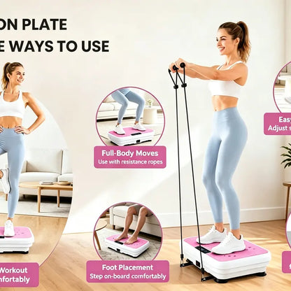 1 Whole Body Vibration Plate for Home Workout — 99 Speeds, Remote Control, LED Display, 2 Resistance Bands, Anti-Slip (400 Lb)