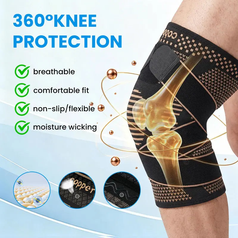 UGEM Copper Knee Brace Durable Modern Design Knee Wrap Compression Sleeve for Women & Men. Relieves Arthritis, ACL, Meniscus & Joint Pain. Perfect Knee Support for Working, Running & Weightlifting.
