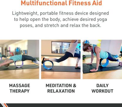 Yoga Wheel, 5 In. X 12.6 In. – Yoga Fitness Equipment – Cushioned Back Roller and Stretcher – Companion Accessory for Stretching and Flexibility – Yoga Pose Support Aid