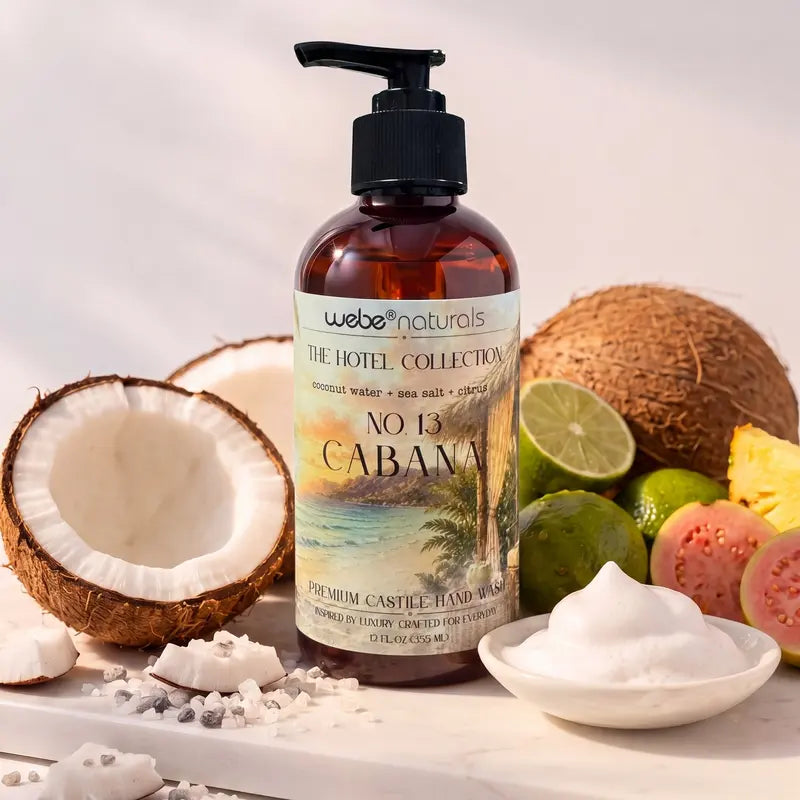 Webe Naturals Hotel Collection Premium Castile Hand Wash Gift Set (Pack of 5) - Cabana, Yacht Club, the Lounge, Country Club, Penthouse Scents - Hydrating, Moisturizing, Cleansing, Aromatherapy, Natural