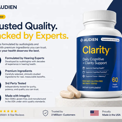 Audien Clarity Daily Cognitive Support Supplement, 60 Capsules