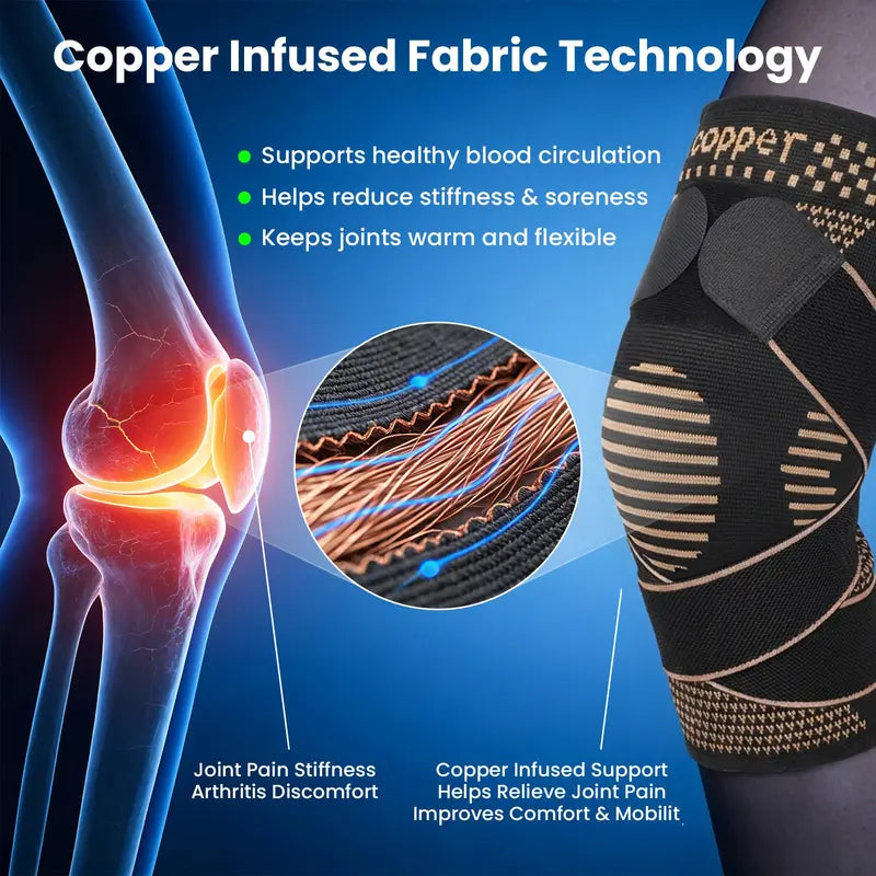 UGEM Copper Knee Brace Durable Modern Design Knee Wrap Compression Sleeve for Women & Men. Relieves Arthritis, ACL, Meniscus & Joint Pain. Perfect Knee Support for Working, Running & Weightlifting.