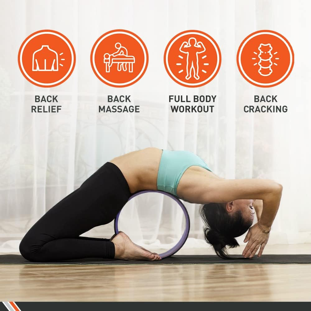 Yoga Wheel, 5 In. X 12.6 In. – Yoga Fitness Equipment – Cushioned Back Roller and Stretcher – Companion Accessory for Stretching and Flexibility – Yoga Pose Support Aid