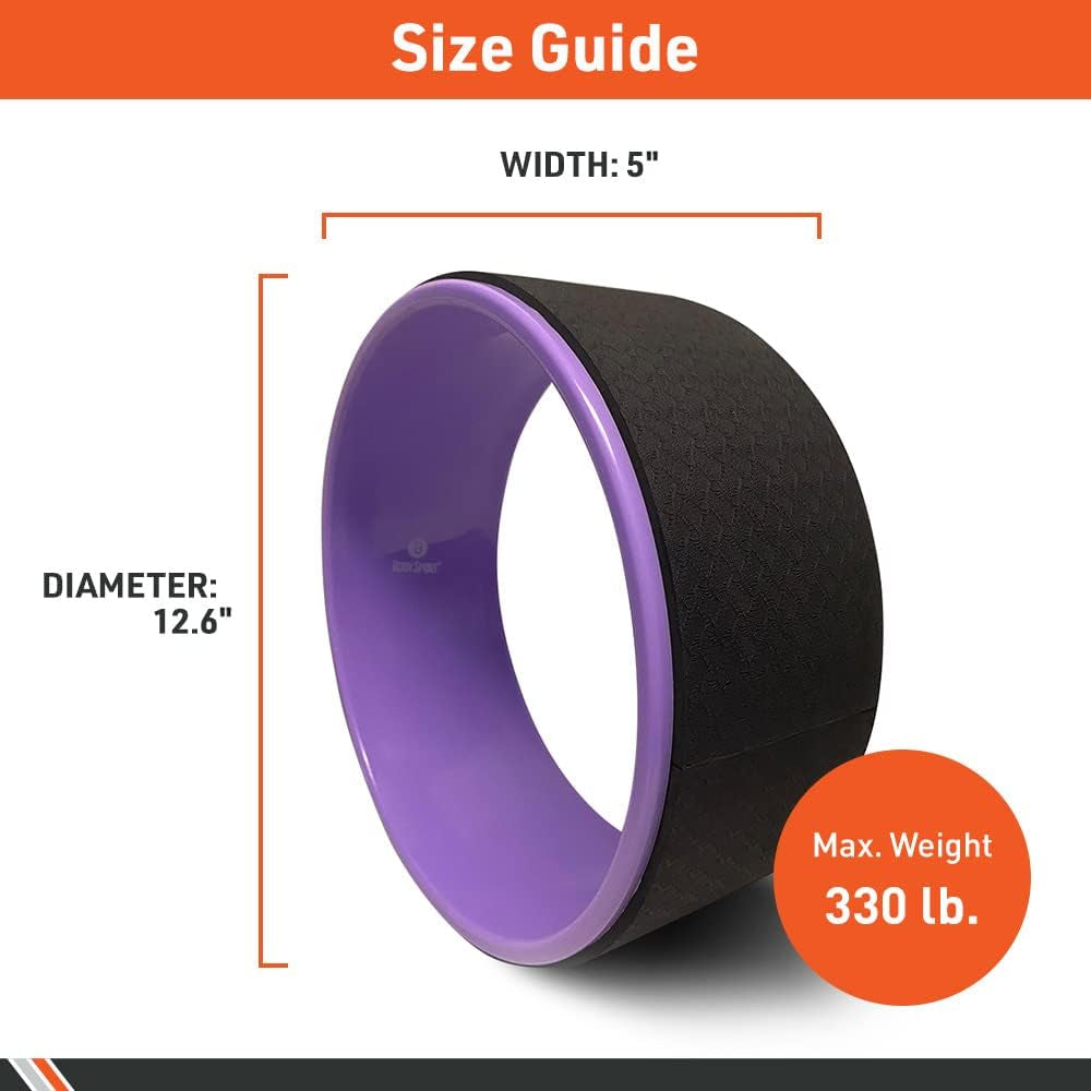 Yoga Wheel, 5 In. X 12.6 In. – Yoga Fitness Equipment – Cushioned Back Roller and Stretcher – Companion Accessory for Stretching and Flexibility – Yoga Pose Support Aid