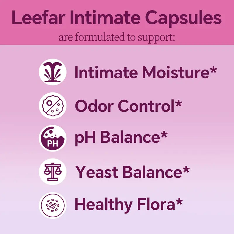 Leefar Her Juicy Feminine Probiotics Capsules – All-In-One Formula with Slippery Elm, Prebiotics & Probiotic Blend for Women'S Ph Balance & Dryness– 60 Capsules