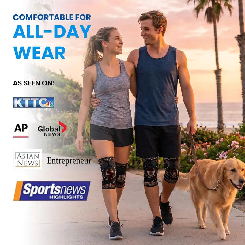 UGEM Copper Knee Brace Durable Modern Design Knee Wrap Compression Sleeve for Women & Men. Relieves Arthritis, ACL, Meniscus & Joint Pain. Perfect Knee Support for Working, Running & Weightlifting.