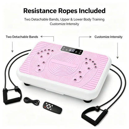 1 Whole Body Vibration Plate for Home Workout — 99 Speeds, Remote Control, LED Display, 2 Resistance Bands, Anti-Slip (400 Lb)