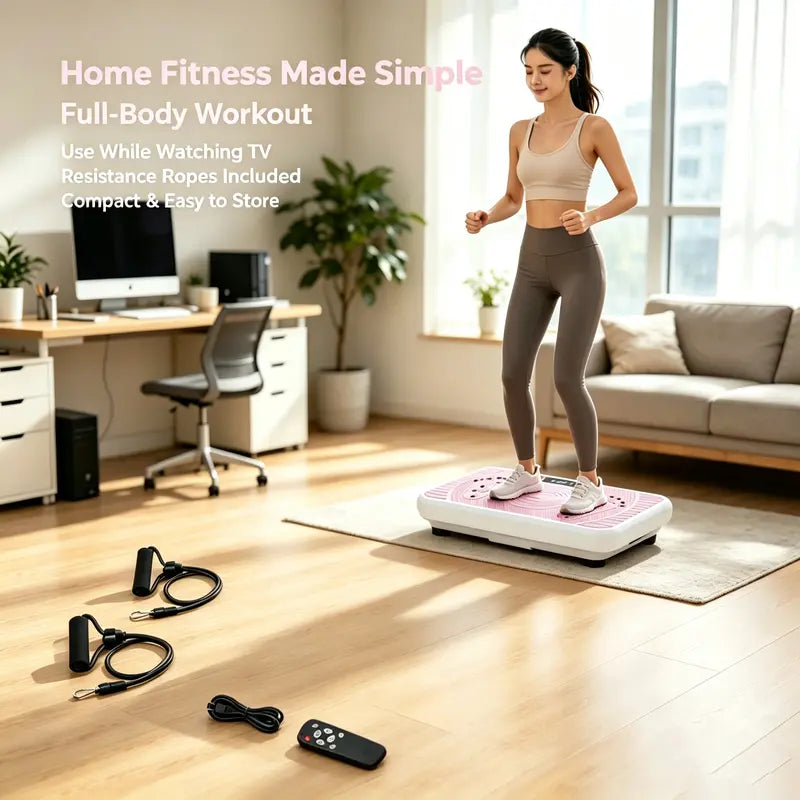 1 Whole Body Vibration Plate for Home Workout — 99 Speeds, Remote Control, LED Display, 2 Resistance Bands, Anti-Slip (400 Lb)