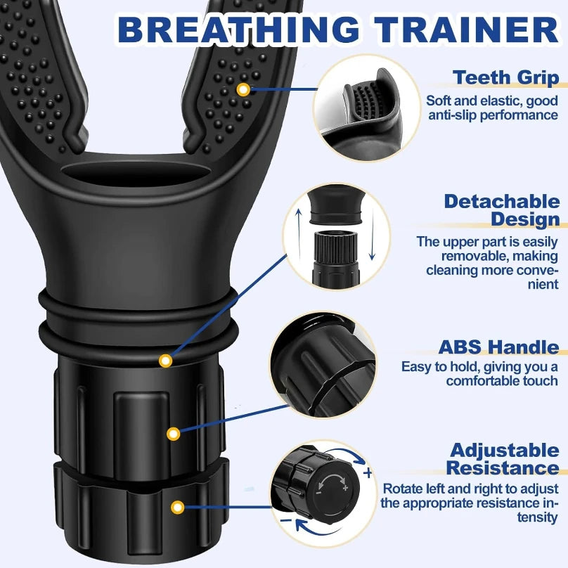 Breathing Trainer Lung Flexer Durable Fitness Exerciser Increases Lung Capacity Breath Adjustable Levels Respiratory Deep Breath