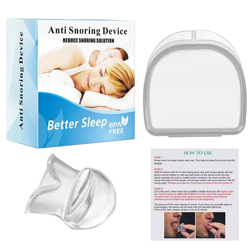 1PC Silicone anti Snore Device Apnea Aid Snore Stop Tongue Retainer anti Snoring Mouthpiece