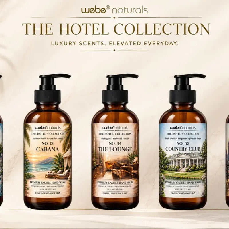 Webe Naturals Hotel Collection Premium Castile Hand Wash Gift Set (Pack of 5) - Cabana, Yacht Club, the Lounge, Country Club, Penthouse Scents - Hydrating, Moisturizing, Cleansing, Aromatherapy, Natural