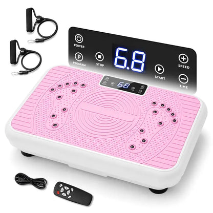 1 Whole Body Vibration Plate for Home Workout — 99 Speeds, Remote Control, LED Display, 2 Resistance Bands, Anti-Slip (400 Lb)