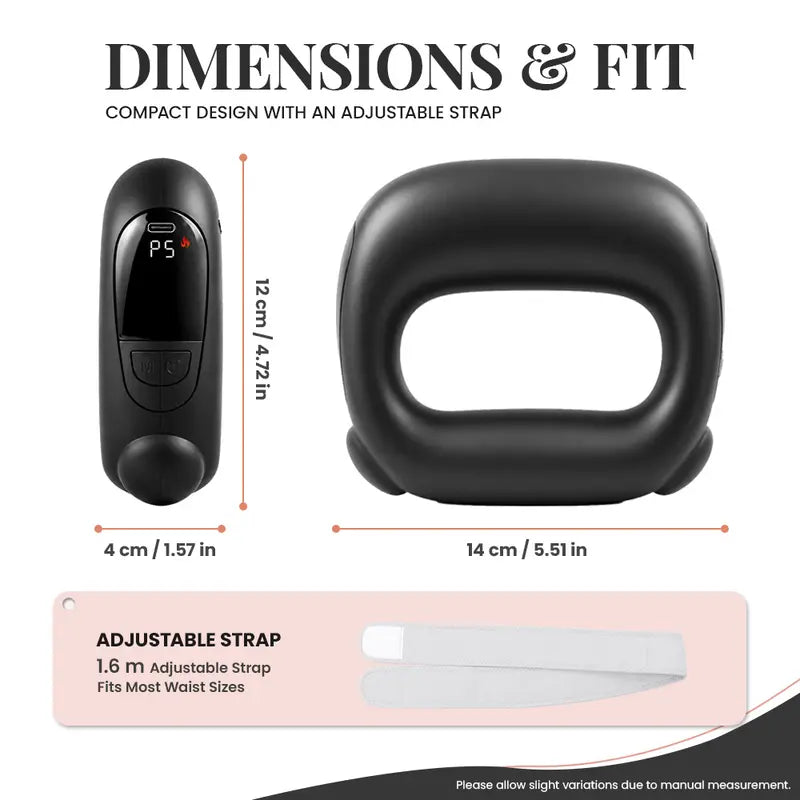 Turbo-Vibe Fascia Ring Compact Belt - Rechargeable Hands-Free Full Body Massage Device, 6 Speed Modes, Mini Size Ab Training Tool for Muscle Recovery & Deep Tissue Relief, Cool Gifts for Adults