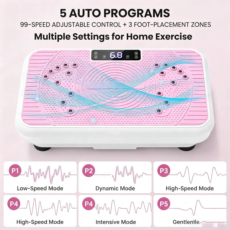 1 Whole Body Vibration Plate for Home Workout — 99 Speeds, Remote Control, LED Display, 2 Resistance Bands, Anti-Slip (400 Lb)