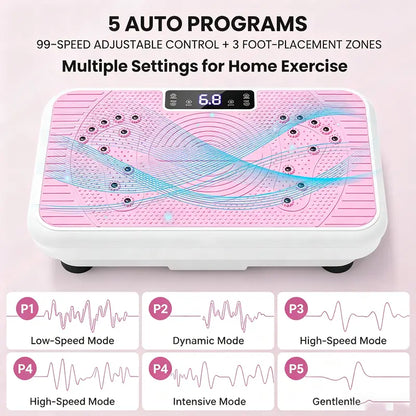 1 Whole Body Vibration Plate for Home Workout — 99 Speeds, Remote Control, LED Display, 2 Resistance Bands, Anti-Slip (400 Lb)
