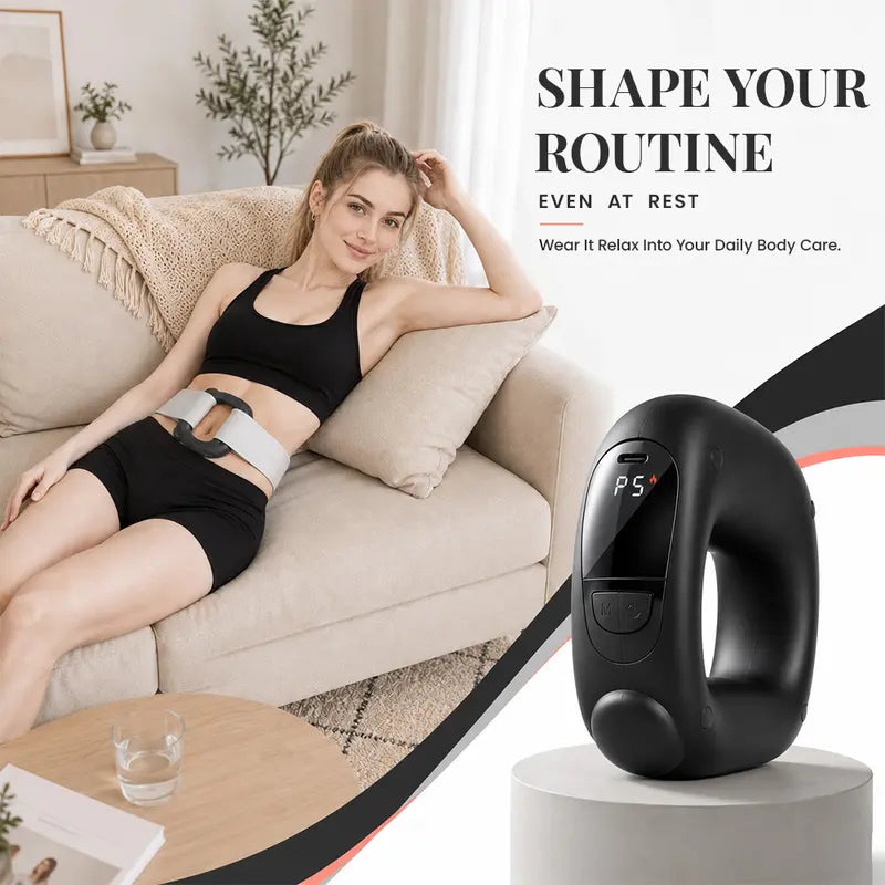 Turbo-Vibe Fascia Ring Compact Belt - Rechargeable Hands-Free Full Body Massage Device, 6 Speed Modes, Mini Size Ab Training Tool for Muscle Recovery & Deep Tissue Relief, Cool Gifts for Adults